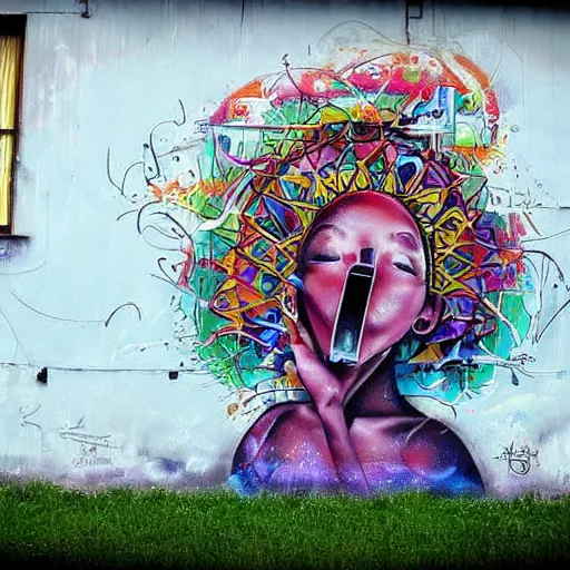 Prompt: beatiful street art in hohloma style, russian hohloma, nice photo