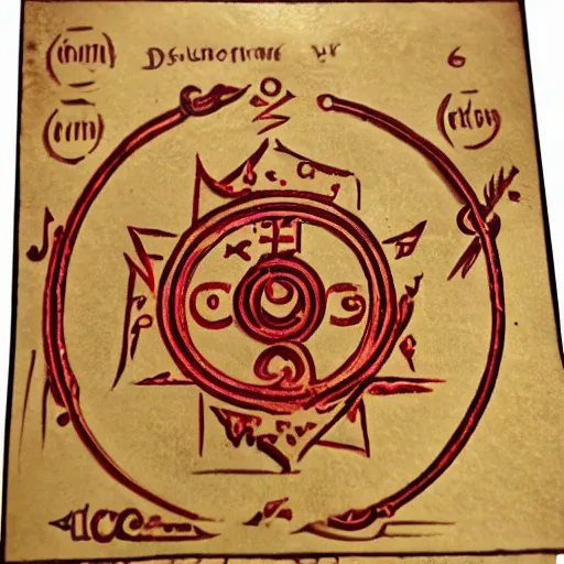 Prompt: alchemist sigils glowing red, dark