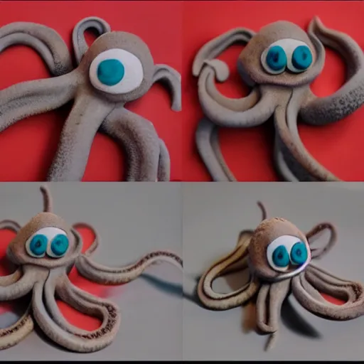 Prompt: an octopus claymation in the style of aardman, slightly wiggly