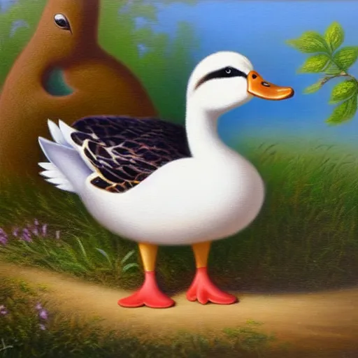 Image similar to a duck on the prowl kevin sloan oil painting