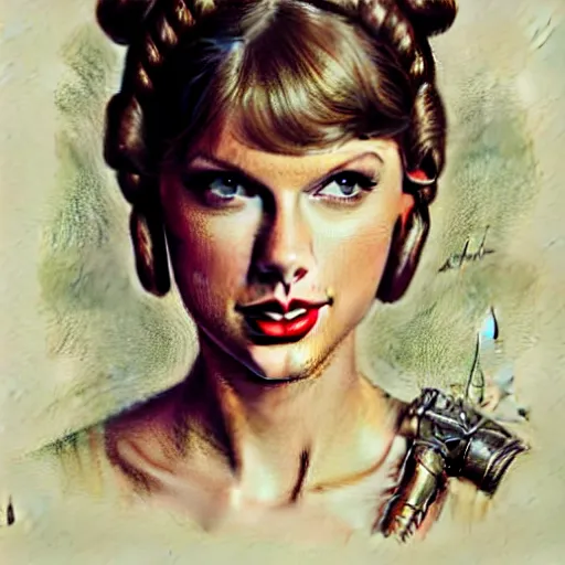 Image similar to taylor swift as princess leia in star wars, by jean - baptiste monge