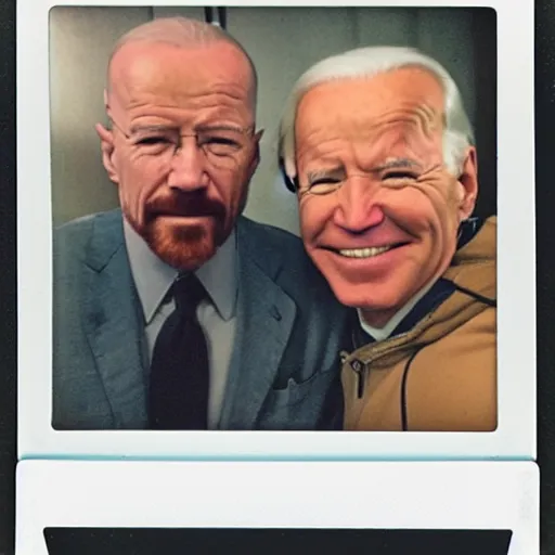 Prompt: Walter White and Joe Biden selfie, polaroid