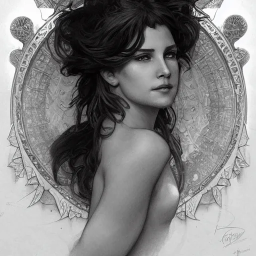 Image similar to amazing lifelike award winning pencil illustration of Diana damrau trending on art station artgerm Greg rutkowski alphonse mucha cinematic