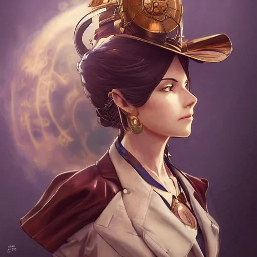 Prompt: phoenix wright, steampunk, intricate, elegant, highly detailed, digital painting, artstation, concept art, smooth, sharp focus, illustration, art by artgerm and greg rutkowski and alphonse mucha