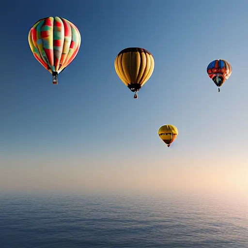 Prompt: 100 air balloons above the sea,photorealiatic,hyperdetailed,hyperrealistic,studio lighting,studio photography,professional photography,professional lighting,3 point lighting,4k