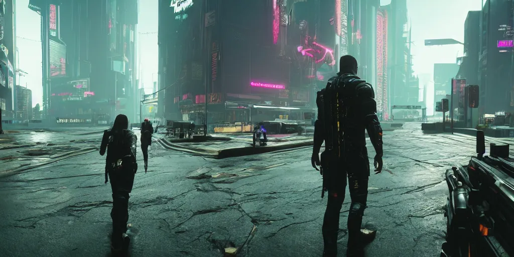 Image similar to a cyberpunk 2 0 7 7 game realistic graphic firstperson game screenshot of a hp lovecraft monster boss fight in interior in beautiful world, realistic, ultra setting, highly detailed, fps game, game of the year, raytracing on, rtx 3 0 9 0 ti, gta v, death stranding game