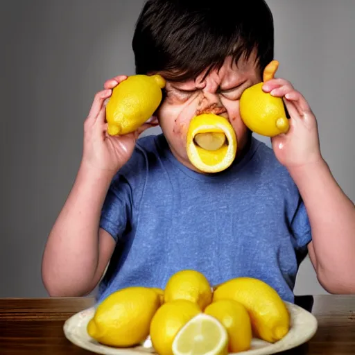 Image similar to Sour face, puckered lips, strong reaction to eating lemons