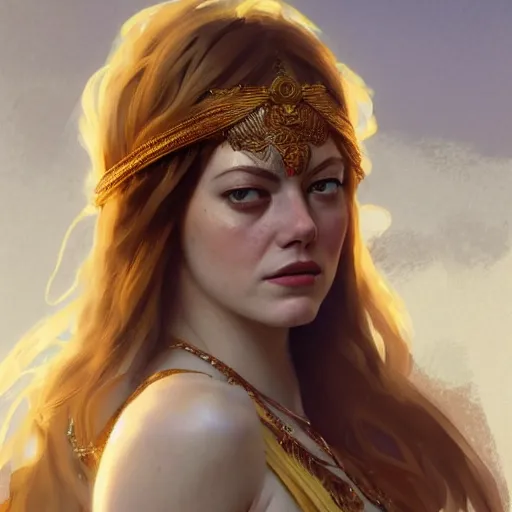 Lexica - Portrait of a middle-aged woman based on Emma Stone in  sophisticated summer clothes, digital art, with a lot of detail, drawn by  Greg Rutkow