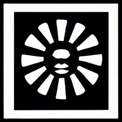 Prompt: minimal smiling sun symbol by karl gerstner, monochrome, symmetrical