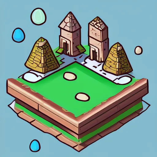 Image similar to isometric view of wizard tower, colored lineart game tile