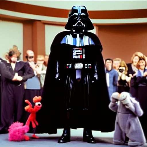 Prompt: darth vader hosting the muppet show