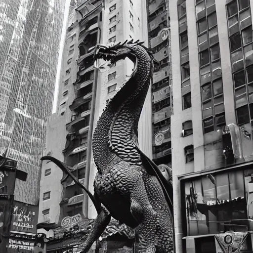 Prompt: photo of dragon in new york