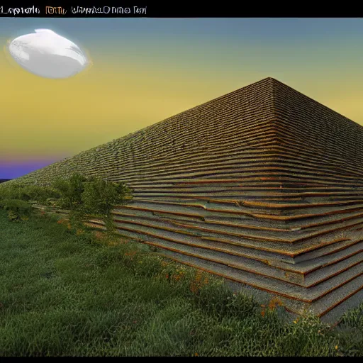 Prompt: a beautiful landscape of a ziggurat, 3 d, rendered in unreal engine, vivid colors, 4 k, trending on artstation