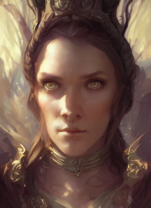 Prompt: female wizard, pale, fantasy, D&D, portrait, highly detailed, digital painting, artstation, concept art, sharp focus, illustration, art by artgerm and greg rutkowski and alphonse mucha