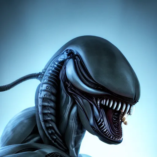 Prompt: Mid shot portrait a xenomorph alien, Manga, Anime, hyper realistic render, hyper detailed, octane render,movie still 35MM