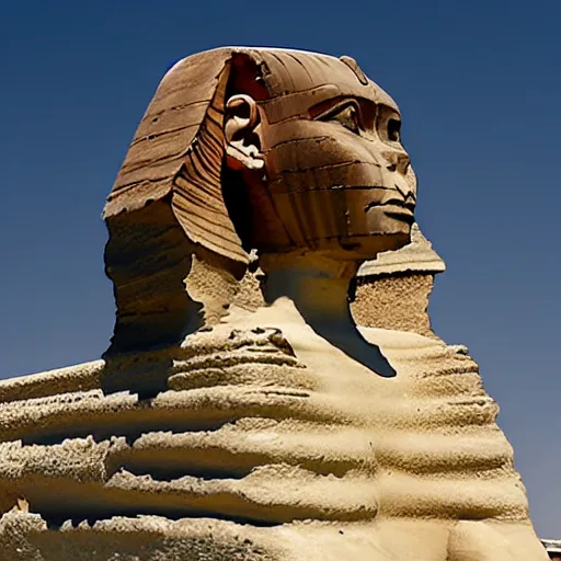 Image similar to the sphinx in a stopmotion set