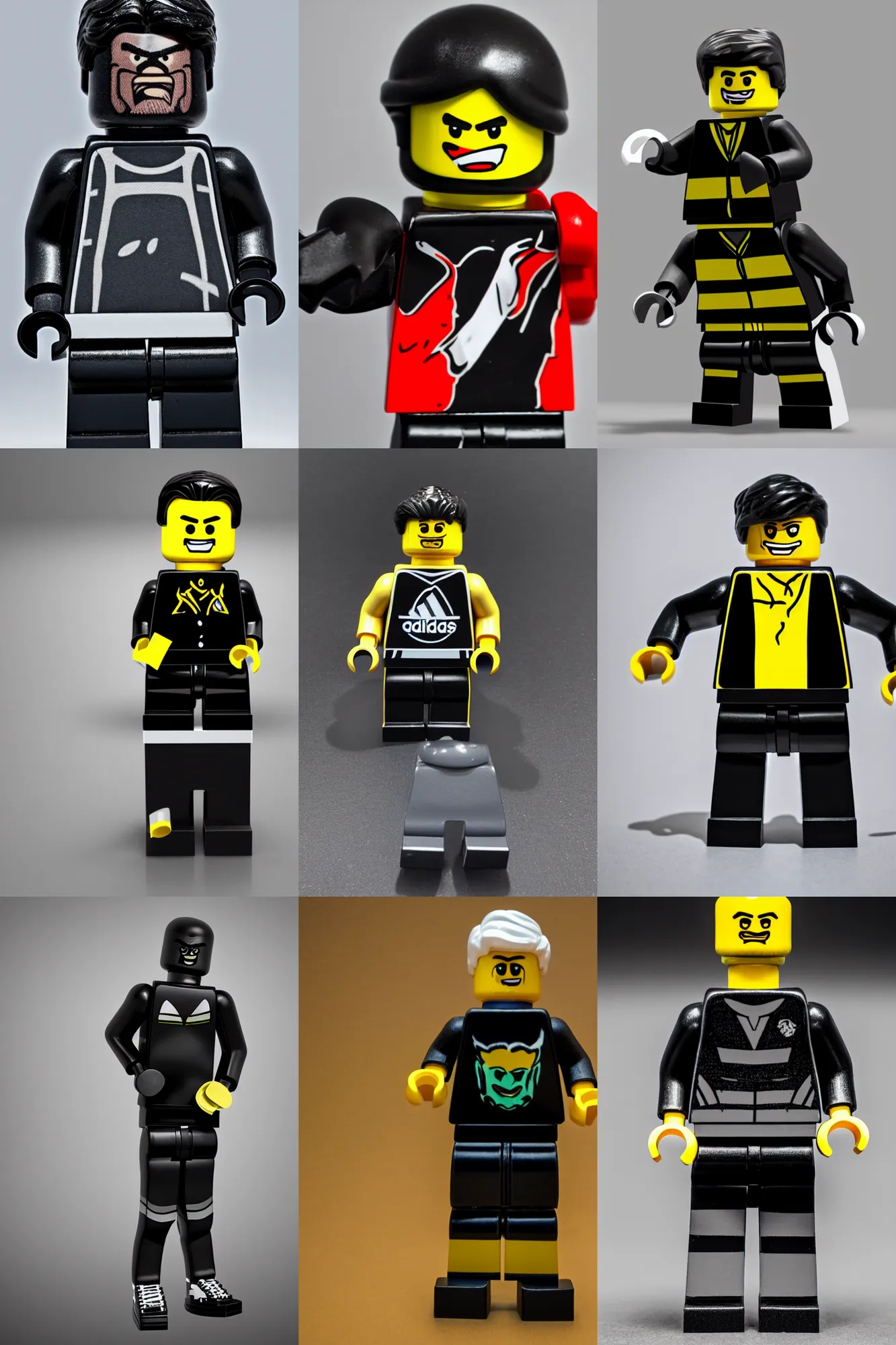 Prompt: lego figure of a angry man in black adidas tracksuit, ultra realistic, 4k