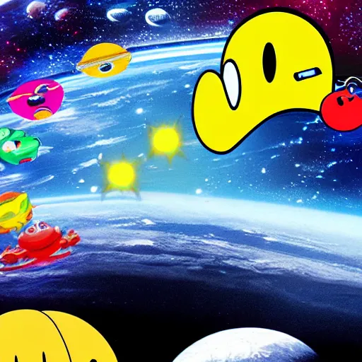 Image similar to pacman in space