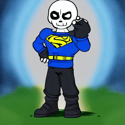 Image similar to super powerful sans, action pose, character portrait, undertale, fan art, alternate universe, epic, cool, awesome, digital art