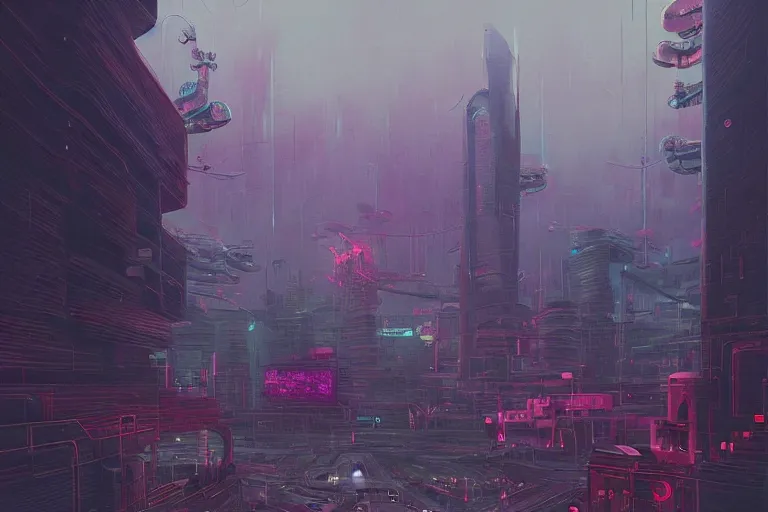 Prompt: cyberpunk landscape, by Simon Stålenhag