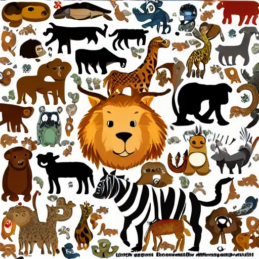 Prompt: animals clipart round