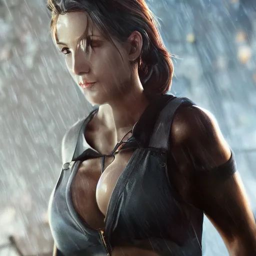 Prompt: Beautiful jill valentine in real life, face centered portrait, Confident, fog, rain, volumetric lighting, beautiful, golden hour, sharp focus, ultra detailed, cgsociety by Leesha Hannigan, Ross Tran, Thierry Doizon, Kai Carpenter,Ignacio Fernández Ríos