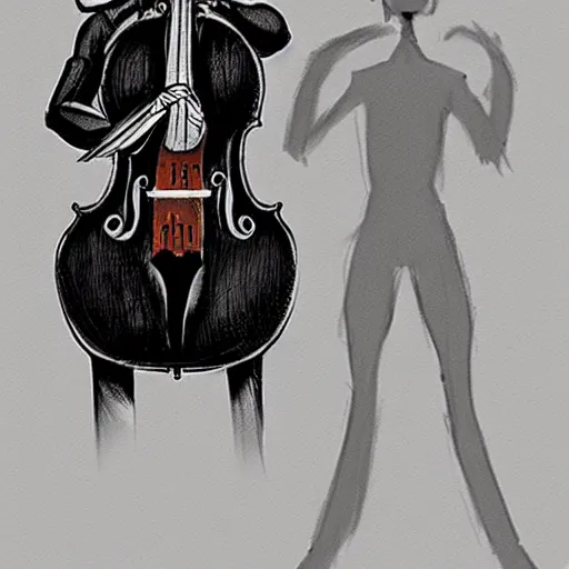 Image similar to a humanoid cello warrior, Character design, concept art