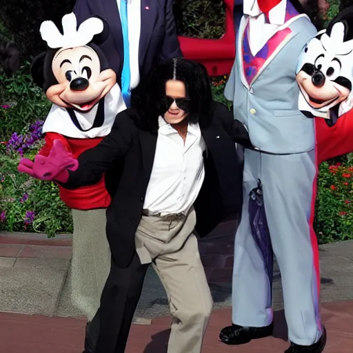 Image similar to joe biden dressed as michael jackson visiting Disneyland