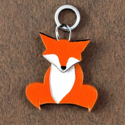 Prompt: little figure of a fox hanging at a keychain