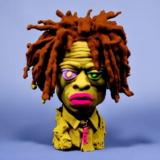 Image similar to trippie redd, made of clay, claymation