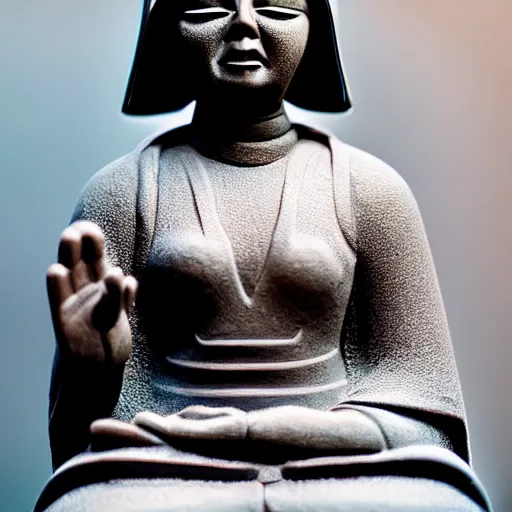 Image similar to female darth vader as buddha statue, 5 5 mm