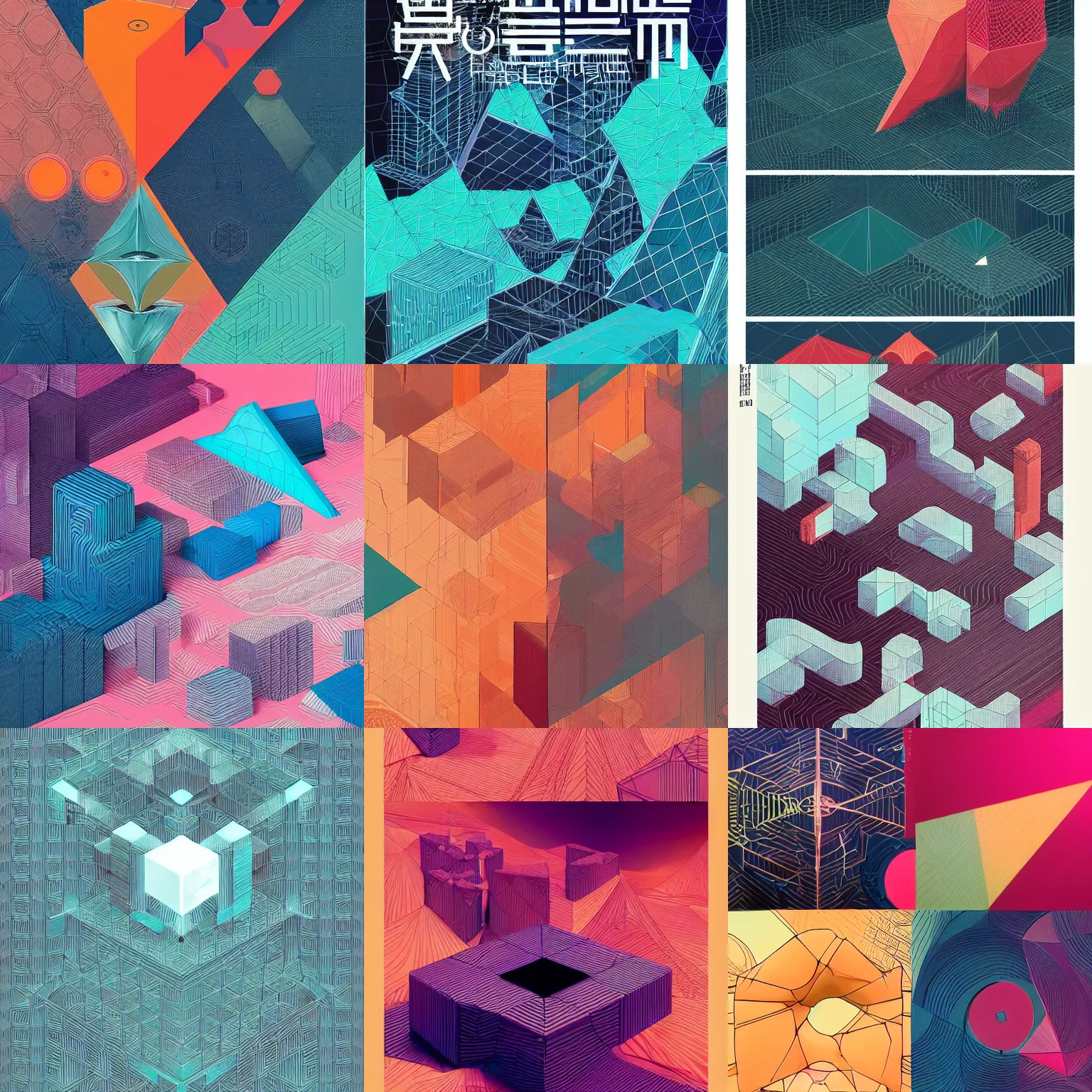 Prompt: abstract 3d geometric shapes by Feng Zhu and Loish and Laurie Greasley, Victo Ngai, Andreas Rocha, John Harris