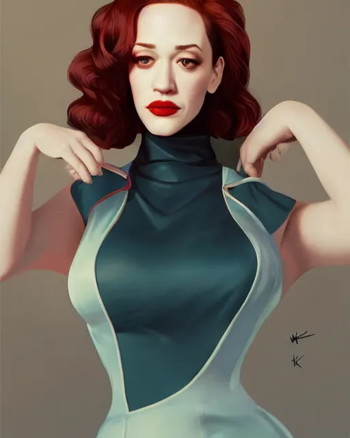 Prompt: kat dennings christina hendricks jennifer tilly, in a dress, by wlop and ilya kuvshinov and artgerm, gorgeous beautiful, stunning, deviant