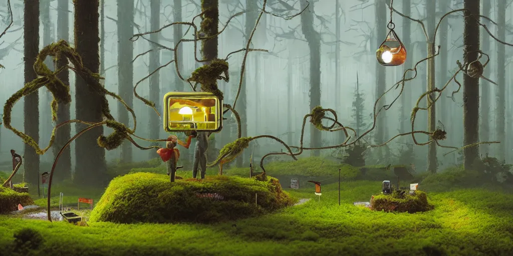 Image similar to moss terrarium, simon stalenhag, very coherent, 4 k,