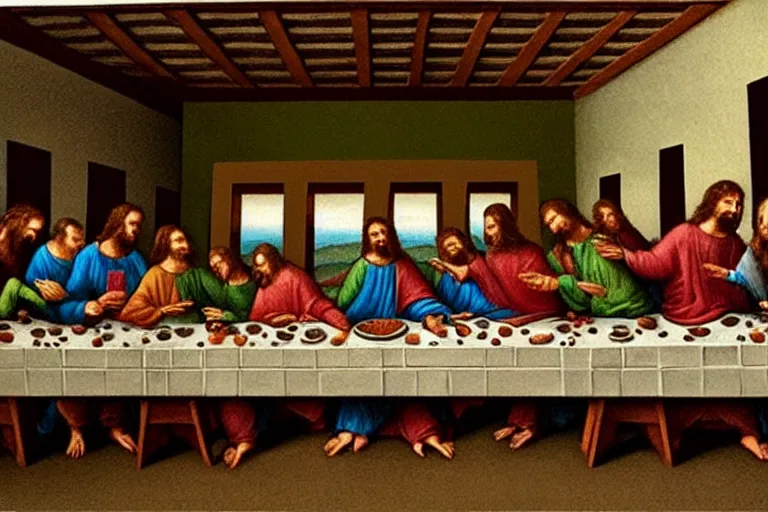 Image similar to the last supper with lizards