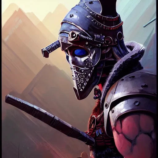 Image similar to cyberpunk viking helmet mask warrior goddess robot ninja fantasy, art gta 5 cover, official fanart behance hd artstation by jesper ejsing, by rhads, makoto shinkai and lois van baarle, ilya kuvshinov, ossdraws