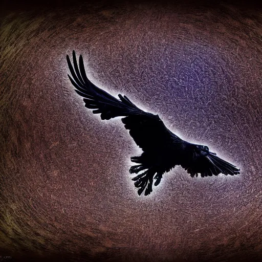 Prompt: three legged black raven, fractal image