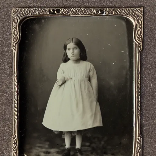 Image similar to tintype photo, girl with three legs