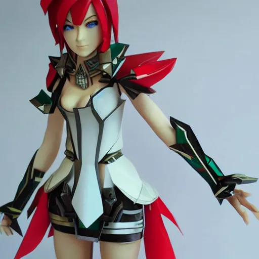 Image similar to a paper model of pyra from xenoblade chronicles, paper modeling art.