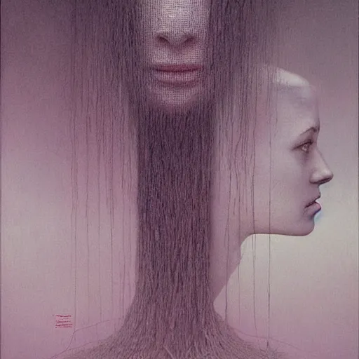 Image similar to female who looks like alyson hannigan by beksinski