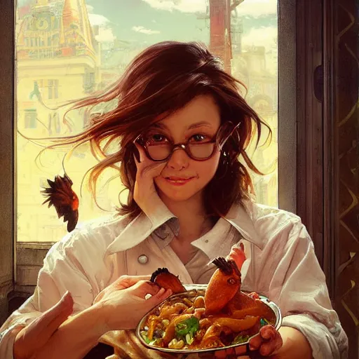 Image similar to chickalien by Stanley Artgerm Lau, greg rutkowski, thomas kindkade, alphonse mucha, loish, norman Rockwell