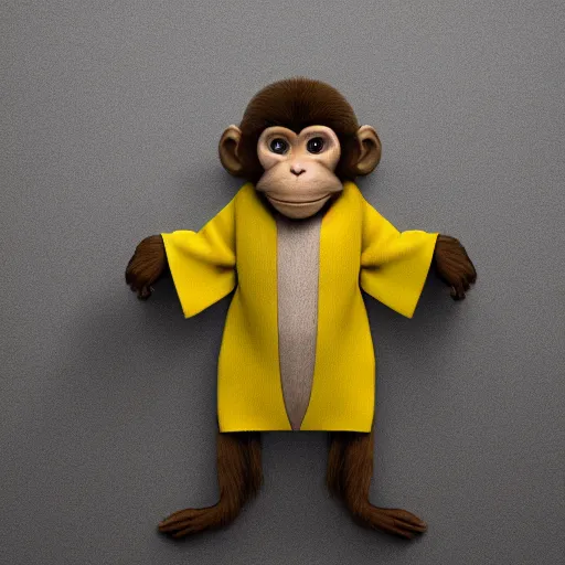 Image similar to a monkey wearing a yellow kimono, 8 k