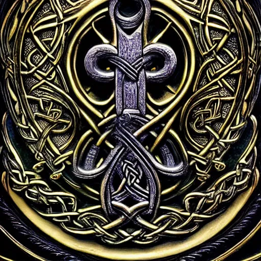 Prompt: brass statue engraved with celtic knotwork, gothic art, popping color, detailed, eerie, emotional, gothic, highly detailed, incredibly sharp focus, Artstation, deviantart, artgem, insane detail, intense color, vibrant cartoon art, award-winning art, super precise detail, golden ratio, in the style of Pixar and Disney