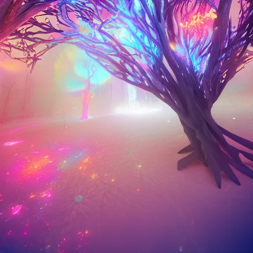 Prompt: colorful ethereal occult tree of life, fantasy, mythical, fractal, octane render, unreal engine, raytracing, trending on Artstation, digital art