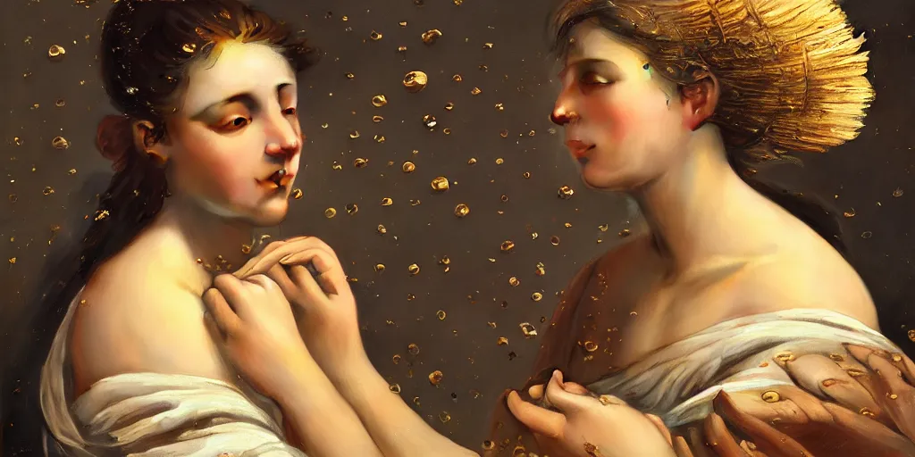 Image similar to beautiful oil matte portrait painting, women caught in a flower petal rain at the sahara desert, wonderful masterpiece highly detailed, beautiful cinematic light deep focus, elegant, digital painting, smooth, sharp focus, golden ratio, dramatic illumination, ultra realistic, 8 k, art by artemisia lomi gentileschi and caravaggio