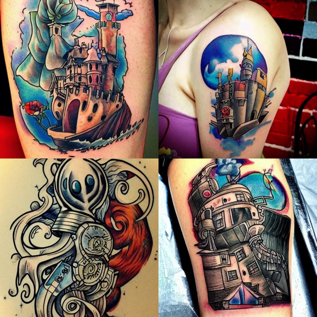 Howls Moving Castle tattoo on the bicep