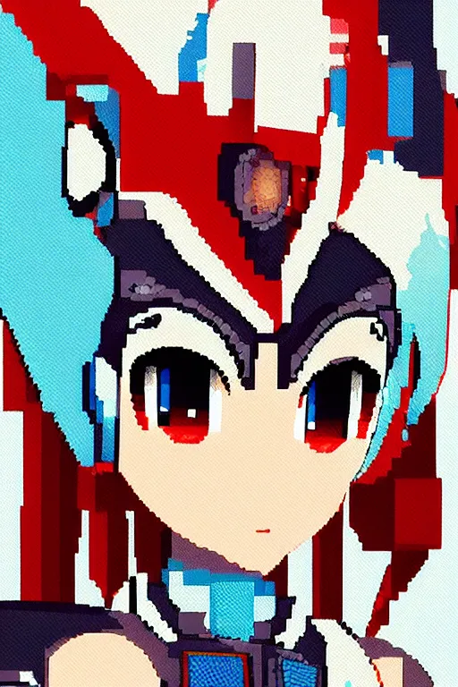 Image similar to a gorgeous anime robot, pixel style, 3 2 x 3 2, pixel game character