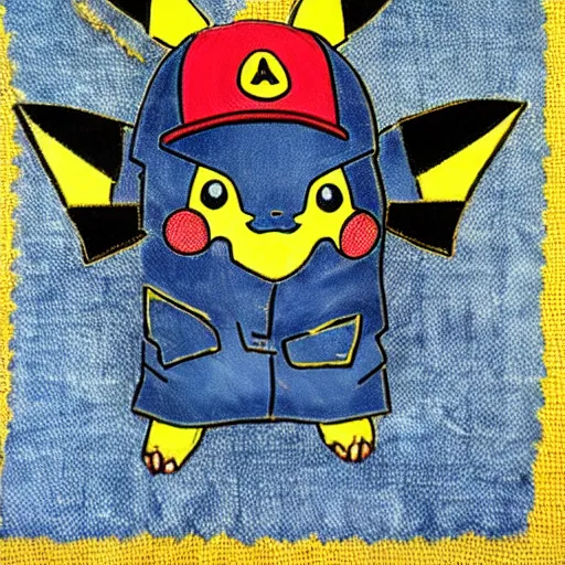 Image similar to a denim Pikachu