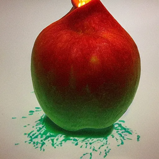 Prompt: exploding volcano in the shape of an apple