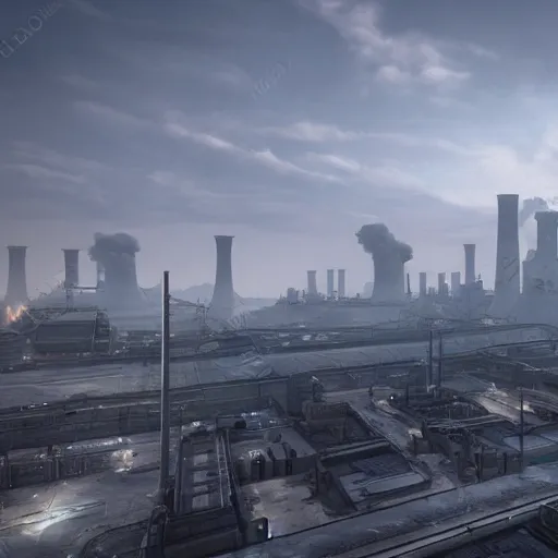 Prompt: A futuristic city in a coal barren industry zone with much pollution, Realistic, HDR, Clear Image, Unreal engine 5